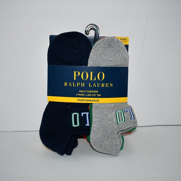 Polo Ralph Lauren Polo Outlined Low-Cut Socks 6-Pack #827562PK3 NWT - Picture 1 of 3